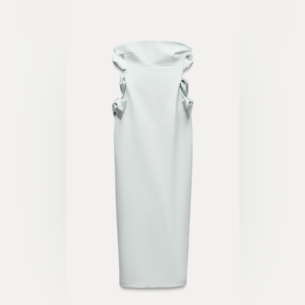 ZARA satin effect bow midi dress